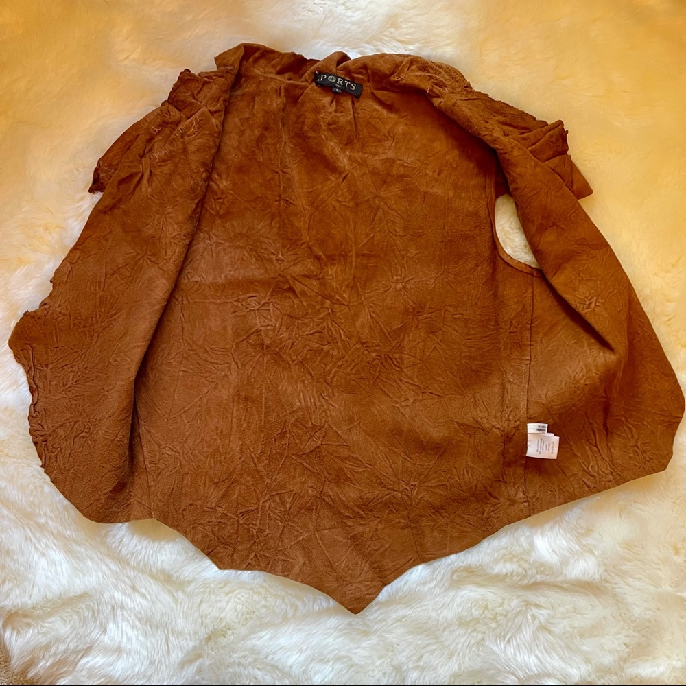 Ports 1961 Extremely Unique Distressed Camel Leather Vest - Picture 5 of 7